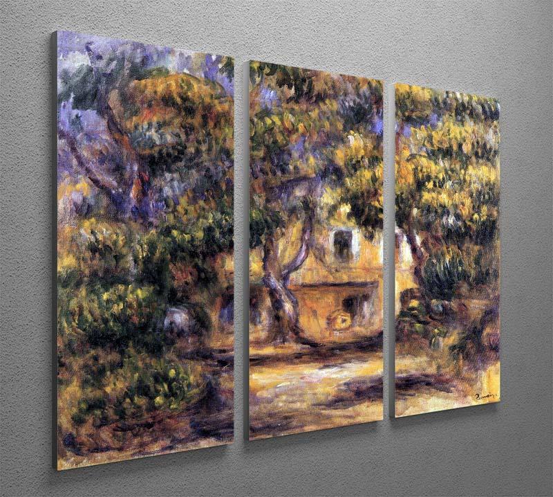 Three-panel canvas print of The Farm at Les Collettes by Renoir, showcasing vibrant colors and intricate details.