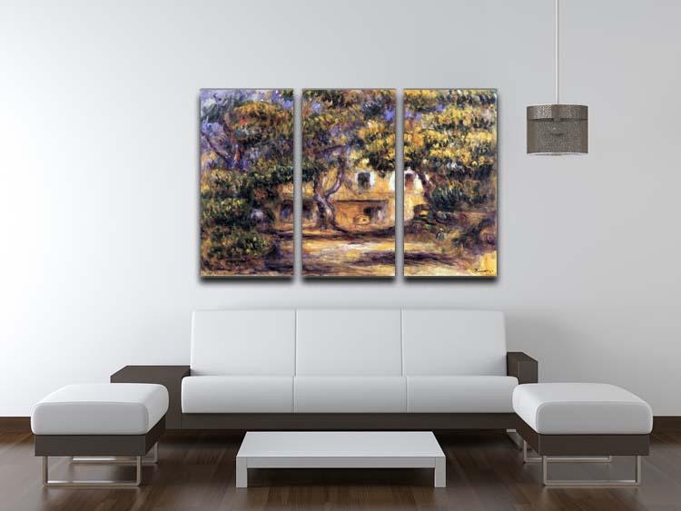 Three-panel canvas print of The Farm at Les Collettes by Renoir, showcasing vibrant colors and intricate details.