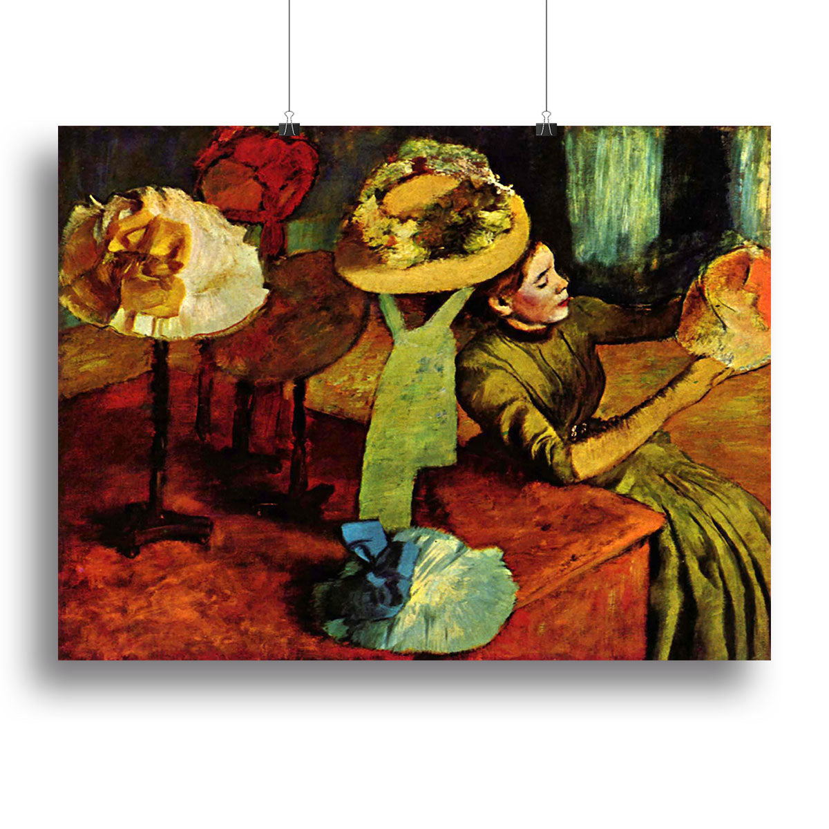 The Fashion Shop by Degas canvas print showcasing elegant fashion in vibrant colors, perfect for home decor.