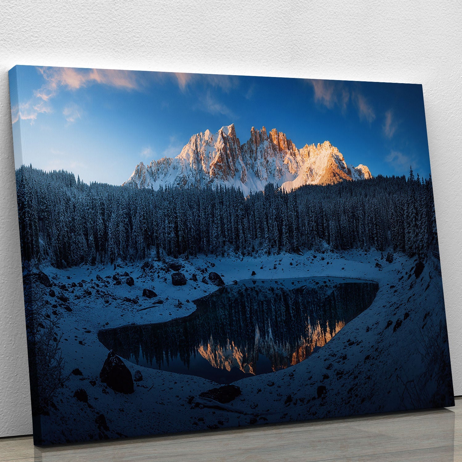The First Morning canvas print showcasing serene morning scenery with soft colors and elegant design.