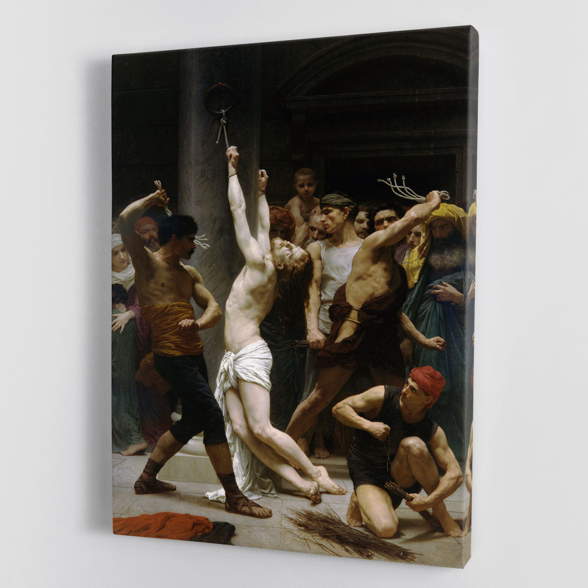 Canvas print of 'The Flagellation of Our Lord Jesus Christ' by Bouguereau, showcasing intricate details and vibrant colors.