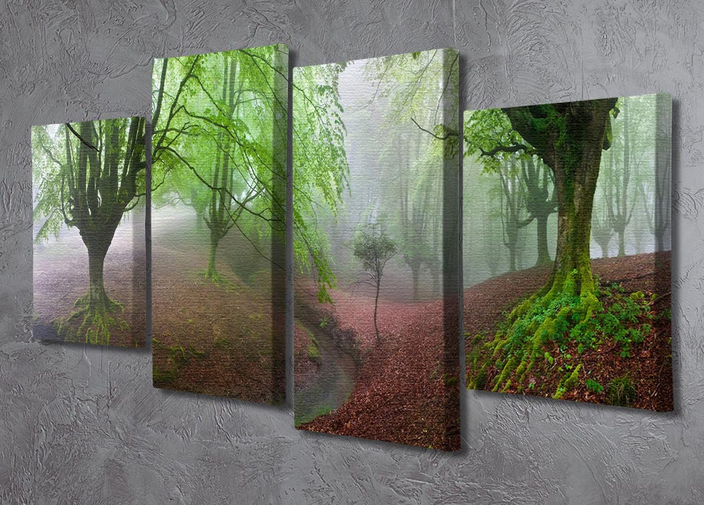 The Forest Maravillador III 4 Split Panel Canvas showcasing vibrant forest imagery across four panels.