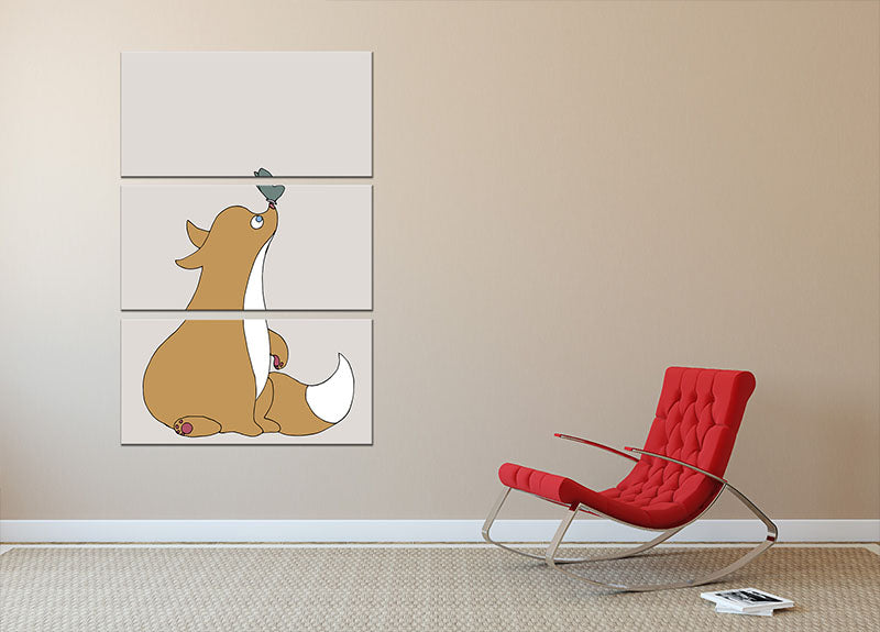 The Fox 3 Split Panel Canvas Print featuring a captivating design that enhances any room's decor.