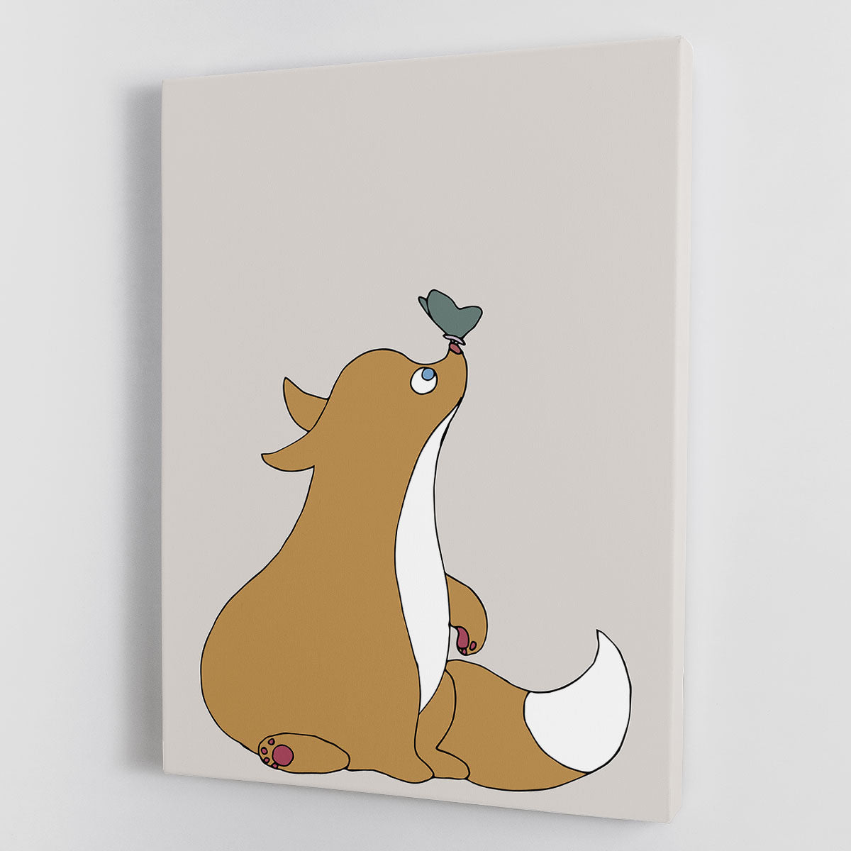A beautiful canvas print featuring a detailed illustration of a fox, showcasing vibrant colors and artistic design, perfect for home decor.