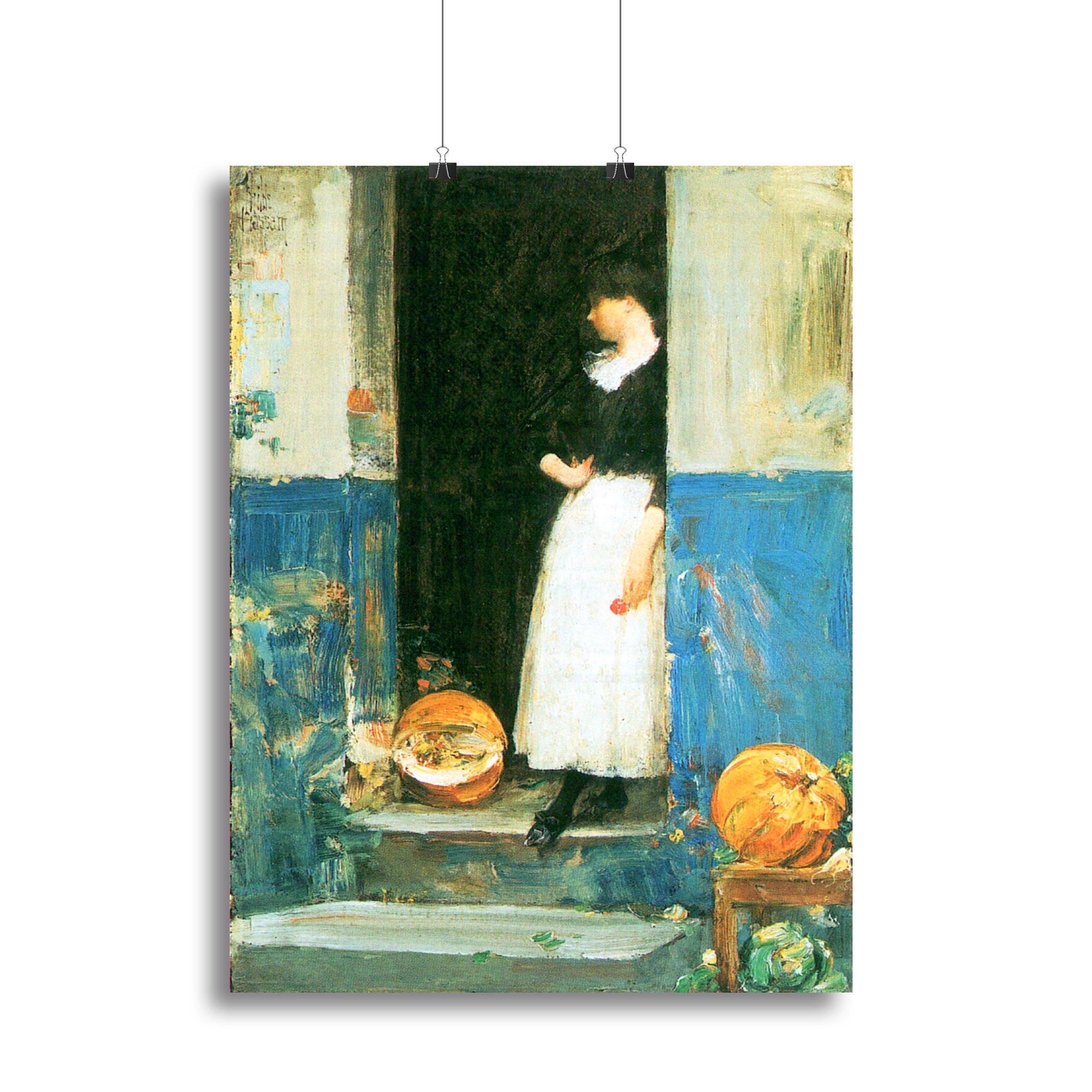 The Fruit Trader by Hassam canvas print showcasing vibrant fruits in a still life composition, perfect for home decor.