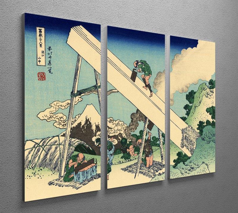 Three-panel canvas art featuring Mount Fuji by Hokusai, showcasing vibrant colors and intricate details.