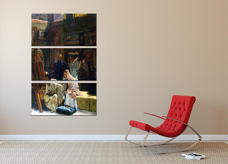 The Gallery by Alma Tadema 3 Split Panel Canvas Print featuring three elegant panels with intricate artwork.