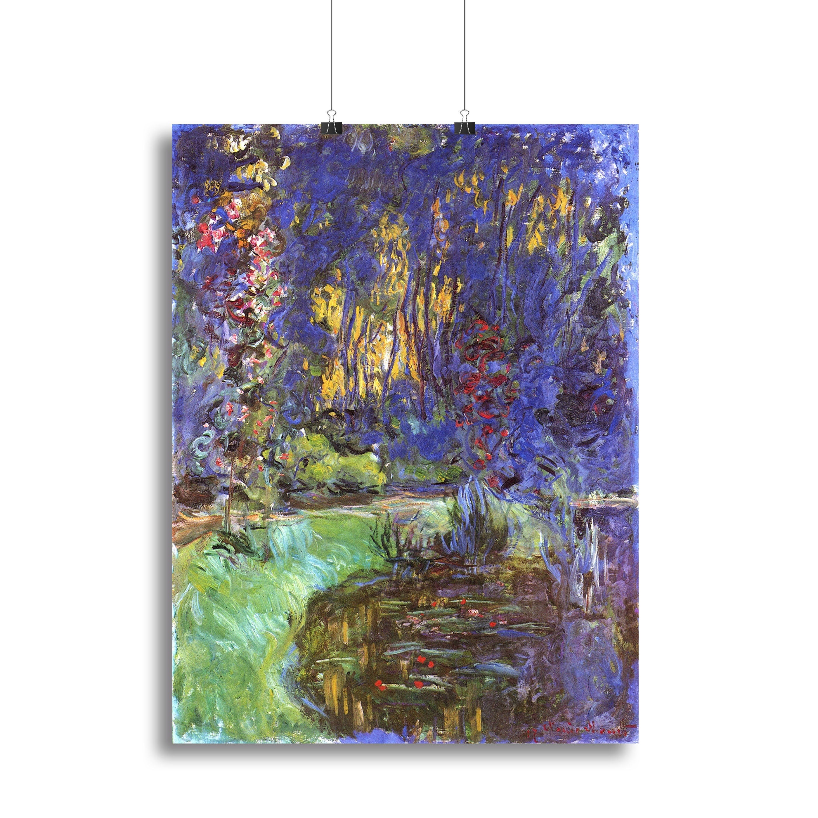 Canvas print of The Garden in Giverny by Monet, showcasing vibrant flowers and lush greenery.