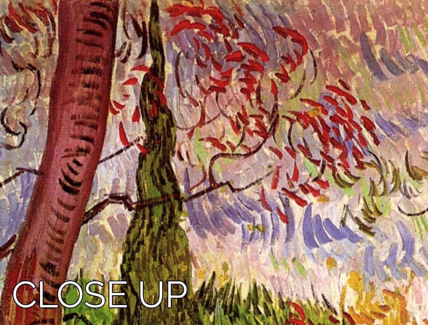 Three-panel canvas art featuring Van Gogh's The Garden of Saint-Paul Hospital, showcasing vibrant colors and intricate details.