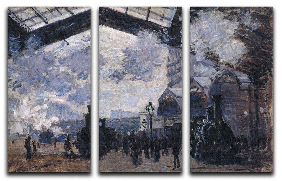 The gare St Lazare 2 by Monet split panel canvas print featuring vibrant colors and intricate details, perfect for home decor.