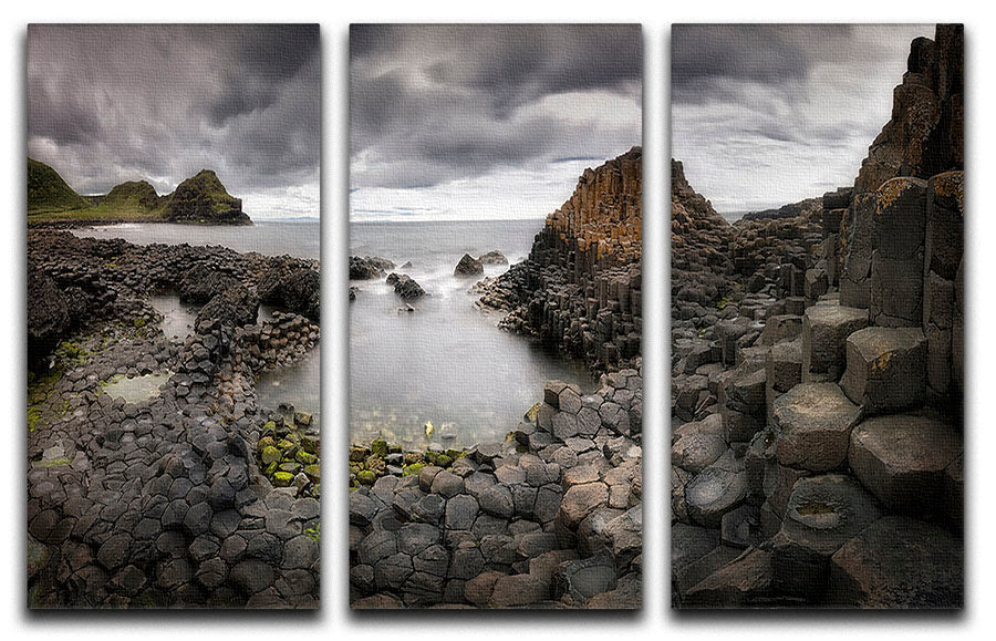The Giants Causeway 3 Split Panel Canvas Print showcasing stunning coastal views and unique geological formations.