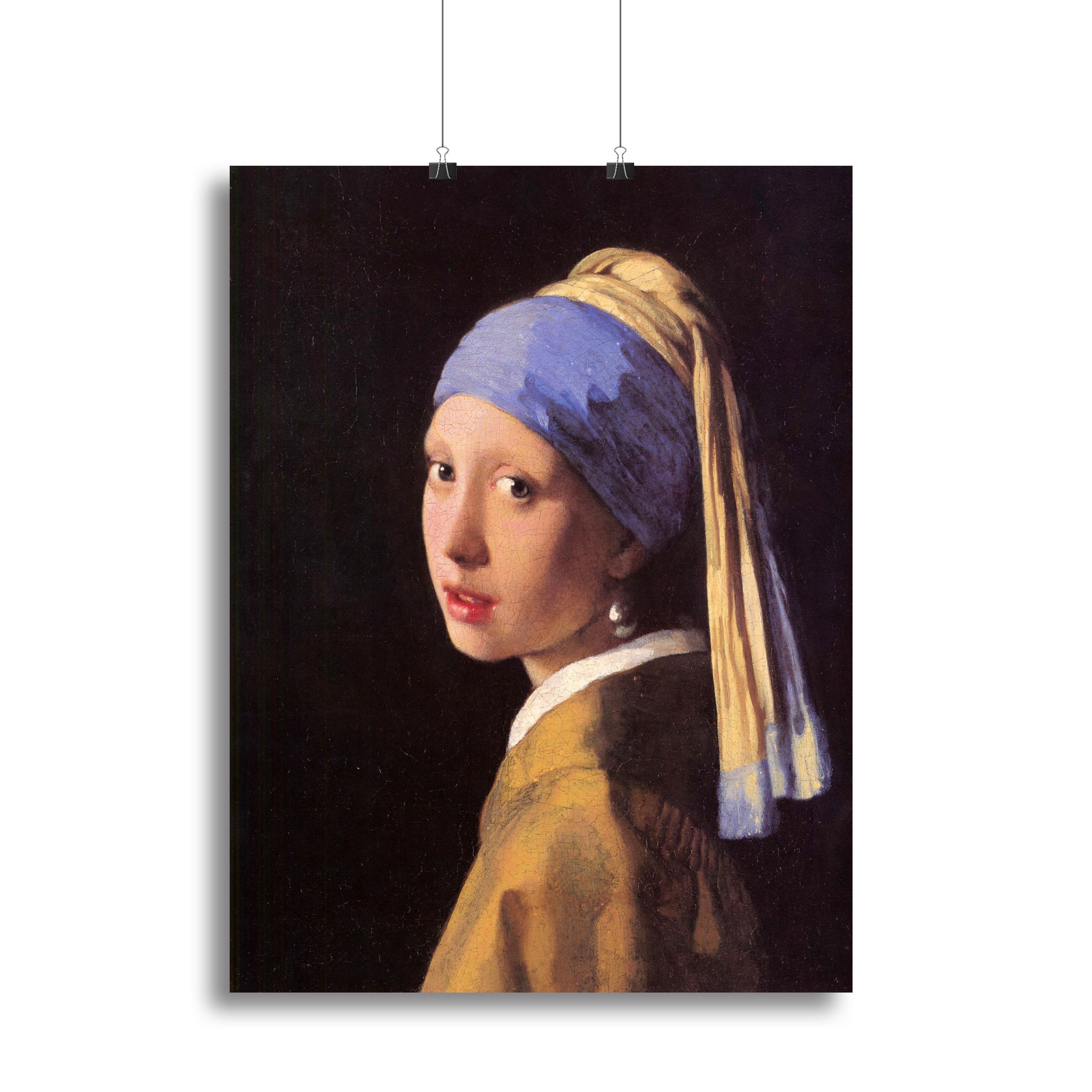 Canvas print of Vermeer's 'The Girl with the Pearl Earring', showcasing the iconic girl with a pearl earring in a captivating pose.