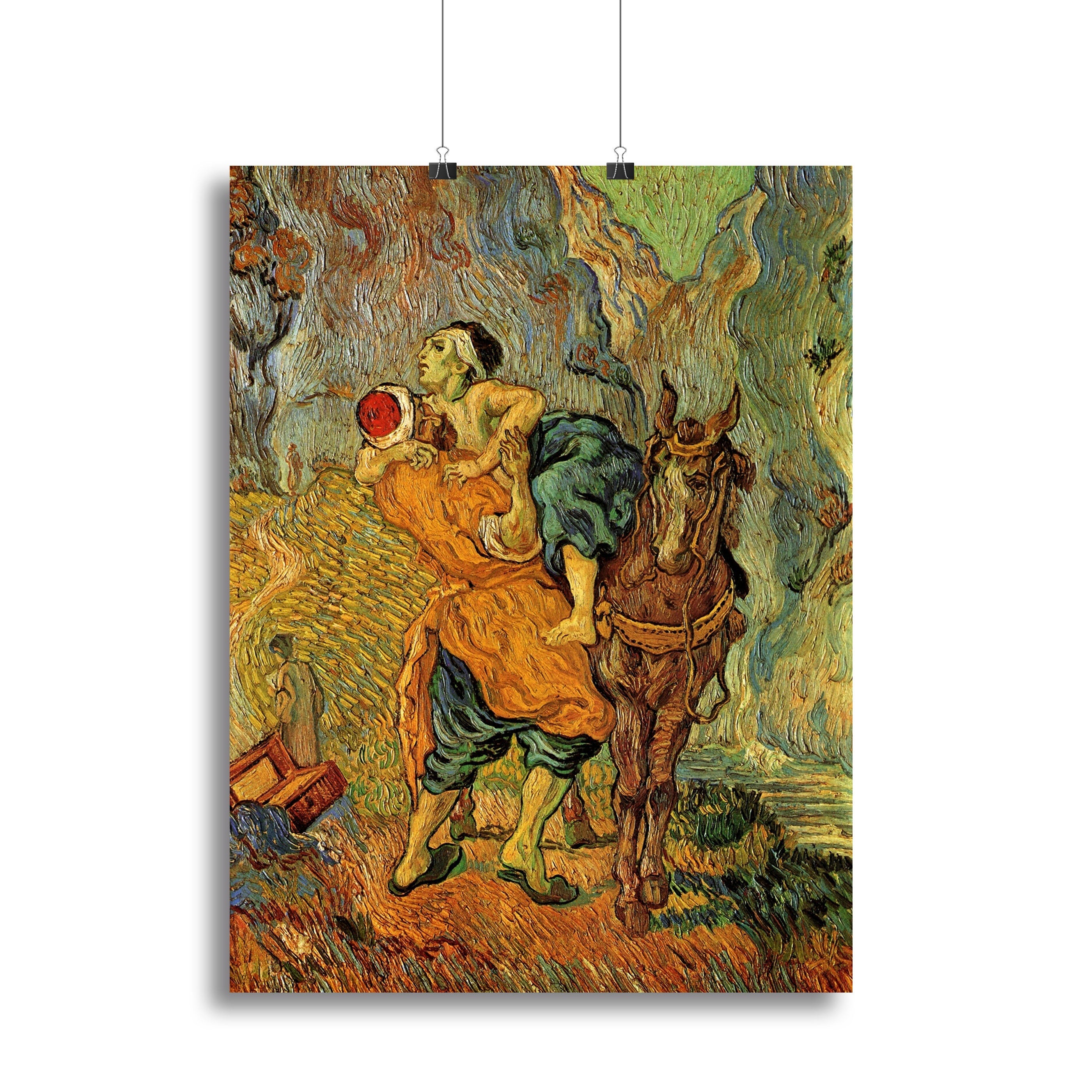 Canvas print of The Good Samaritan after Delacroix by Van Gogh, showcasing vibrant colors and intricate details.