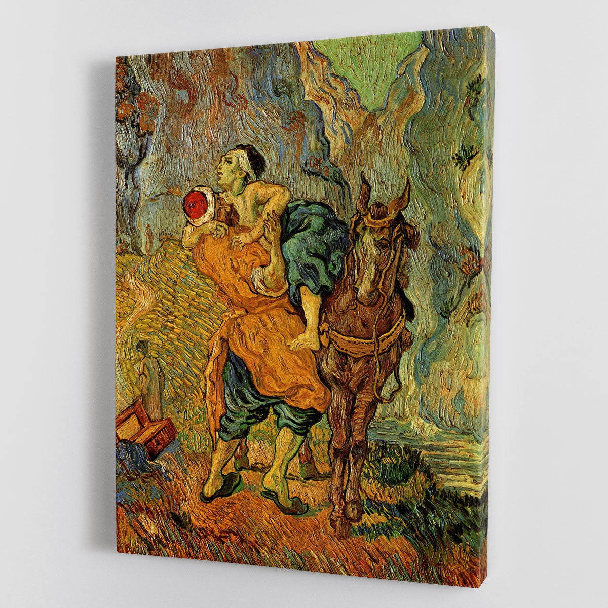 Canvas print of The Good Samaritan after Delacroix by Van Gogh, showcasing vibrant colors and intricate details.