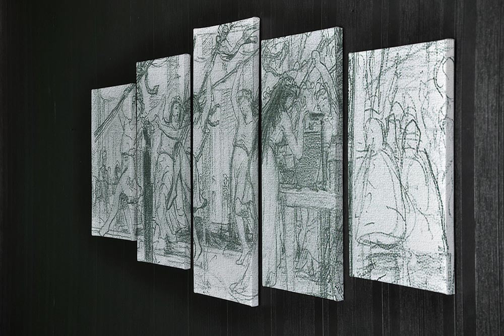 A stunning 5-split panel canvas artwork depicting The Grape Harvest Festival by Alma Tadema, showcasing vibrant colors and intricate details.