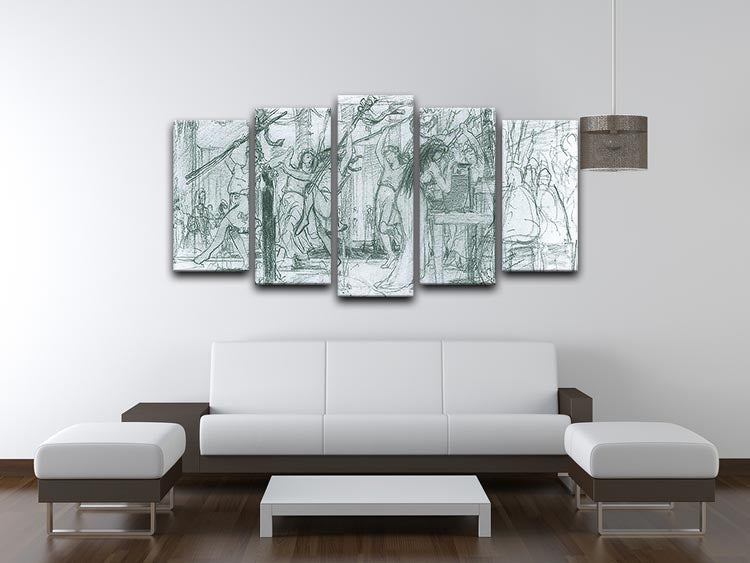 A stunning 5-split panel canvas artwork depicting The Grape Harvest Festival by Alma Tadema, showcasing vibrant colors and intricate details.