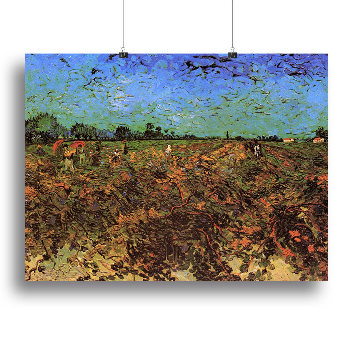 The Green Vineyard by Van Gogh canvas print showcasing vibrant colors and intricate details, perfect for home or office decor.