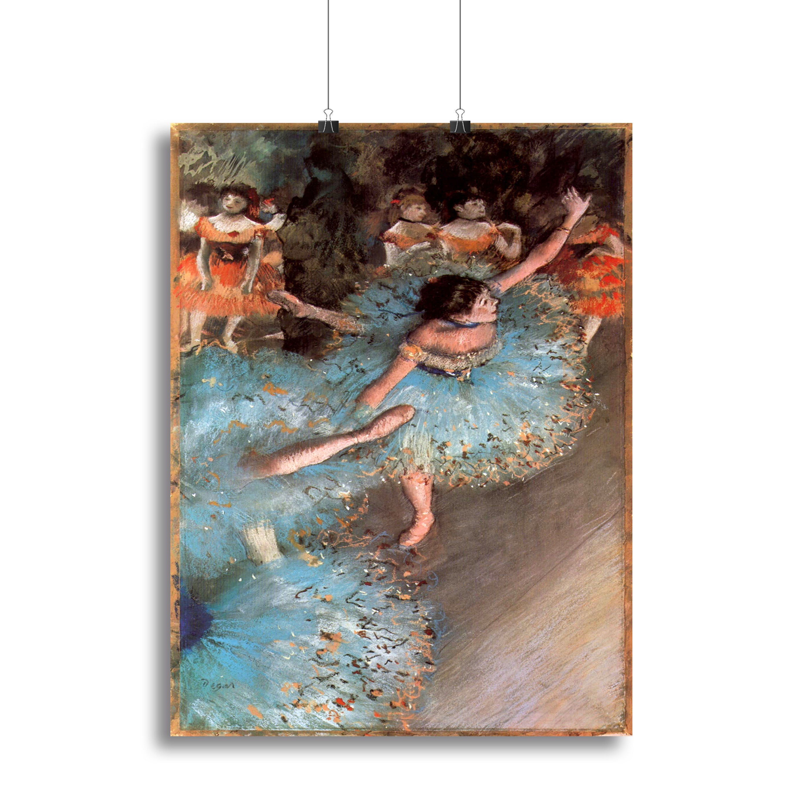 Canvas print of The Greens dancers by Degas, showcasing elegant ballet dancers in motion with vibrant colors.
