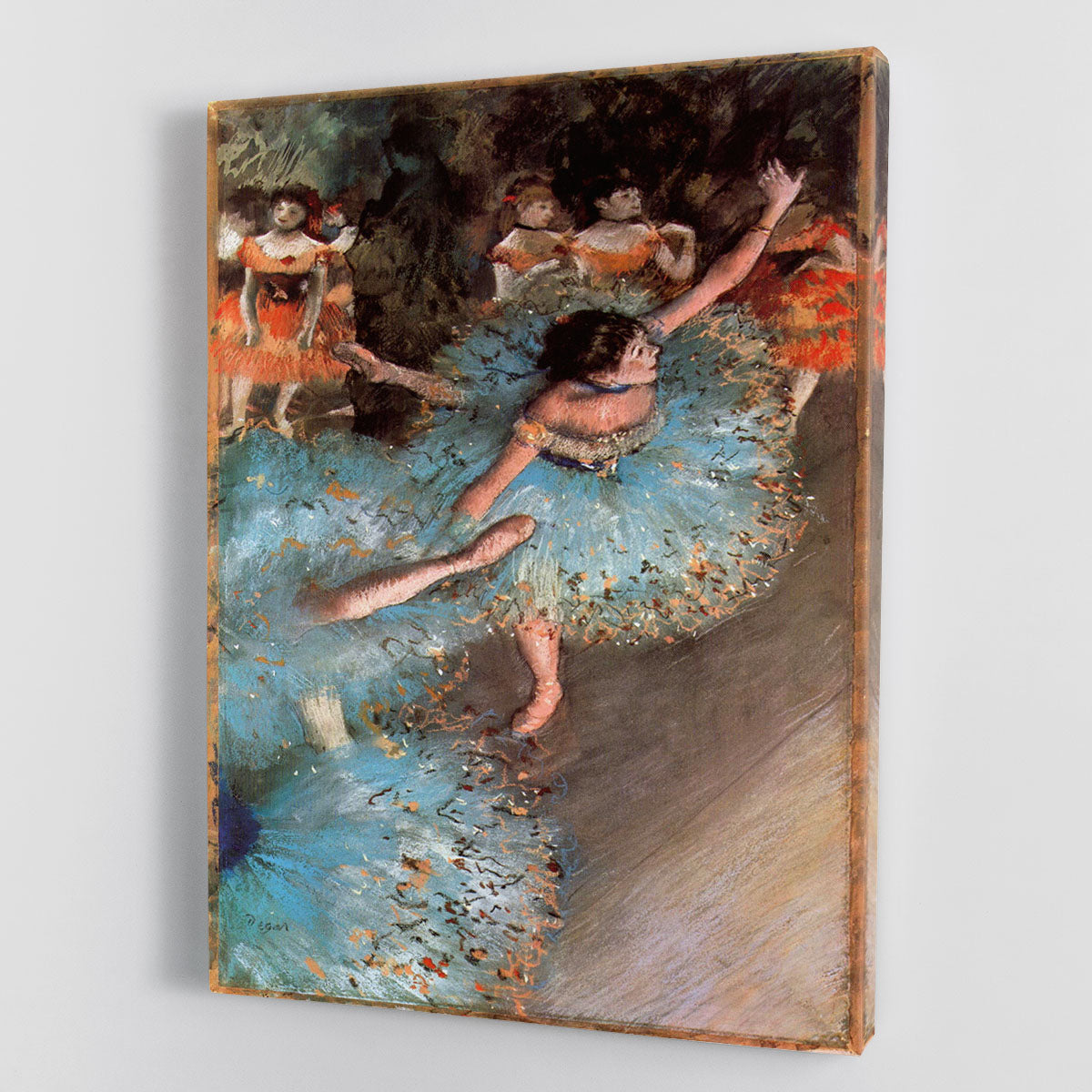 Canvas print of The Greens dancers by Degas, showcasing elegant ballet dancers in motion with vibrant colors.