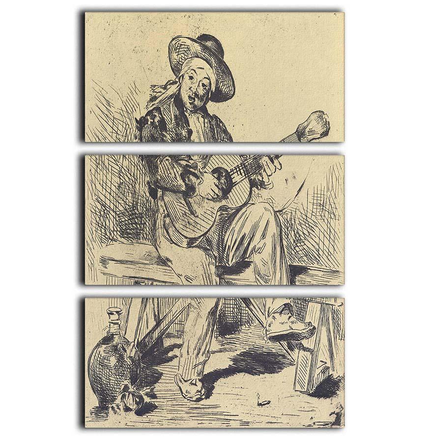 Three-panel canvas print of The Guitar Player by Manet, showcasing vibrant colors and intricate details.