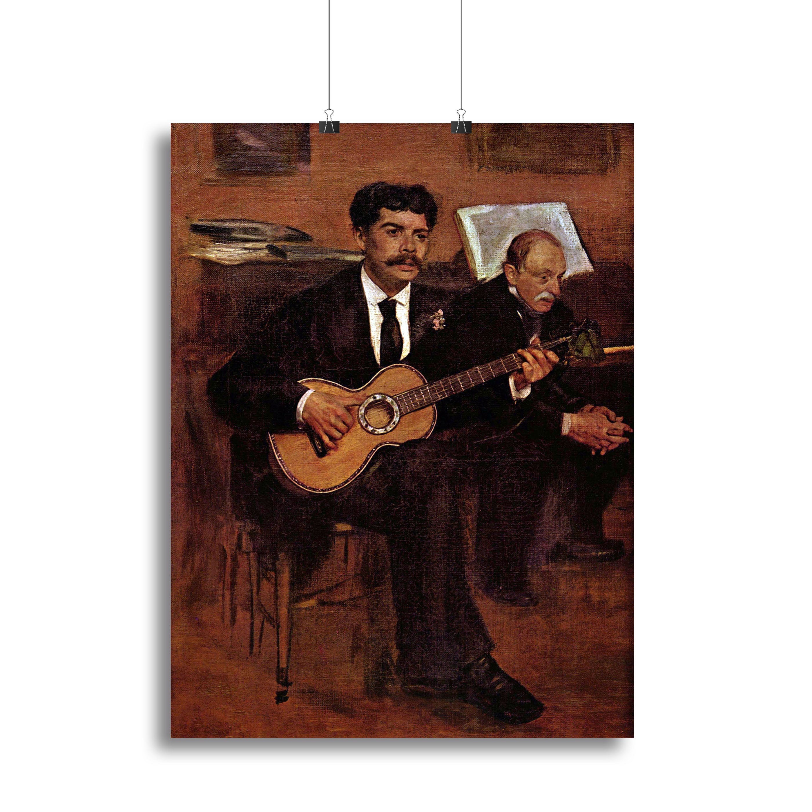 Canvas print of 'The guitarist Pagans and Monsieur Degas' by Manet, showcasing vibrant colors and intricate details.