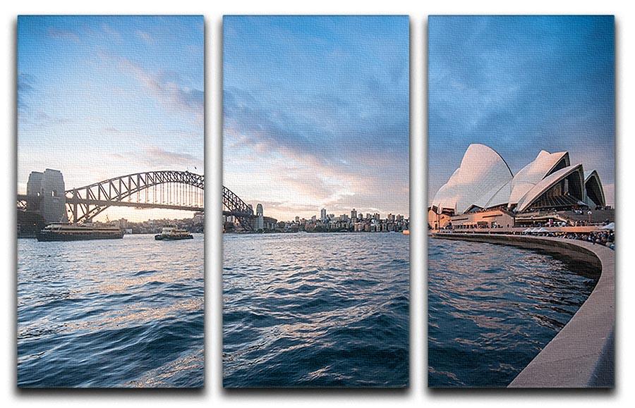 The Harbour Bridge 3 Split Panel Canvas Print showcasing the iconic bridge across three panels, enhancing interior decor.