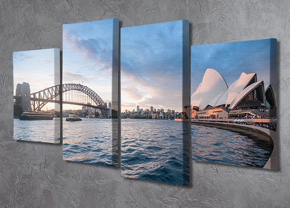 The Harbour Bridge 4 Split Panel Canvas artwork featuring four panels that create a cohesive image of the iconic bridge.