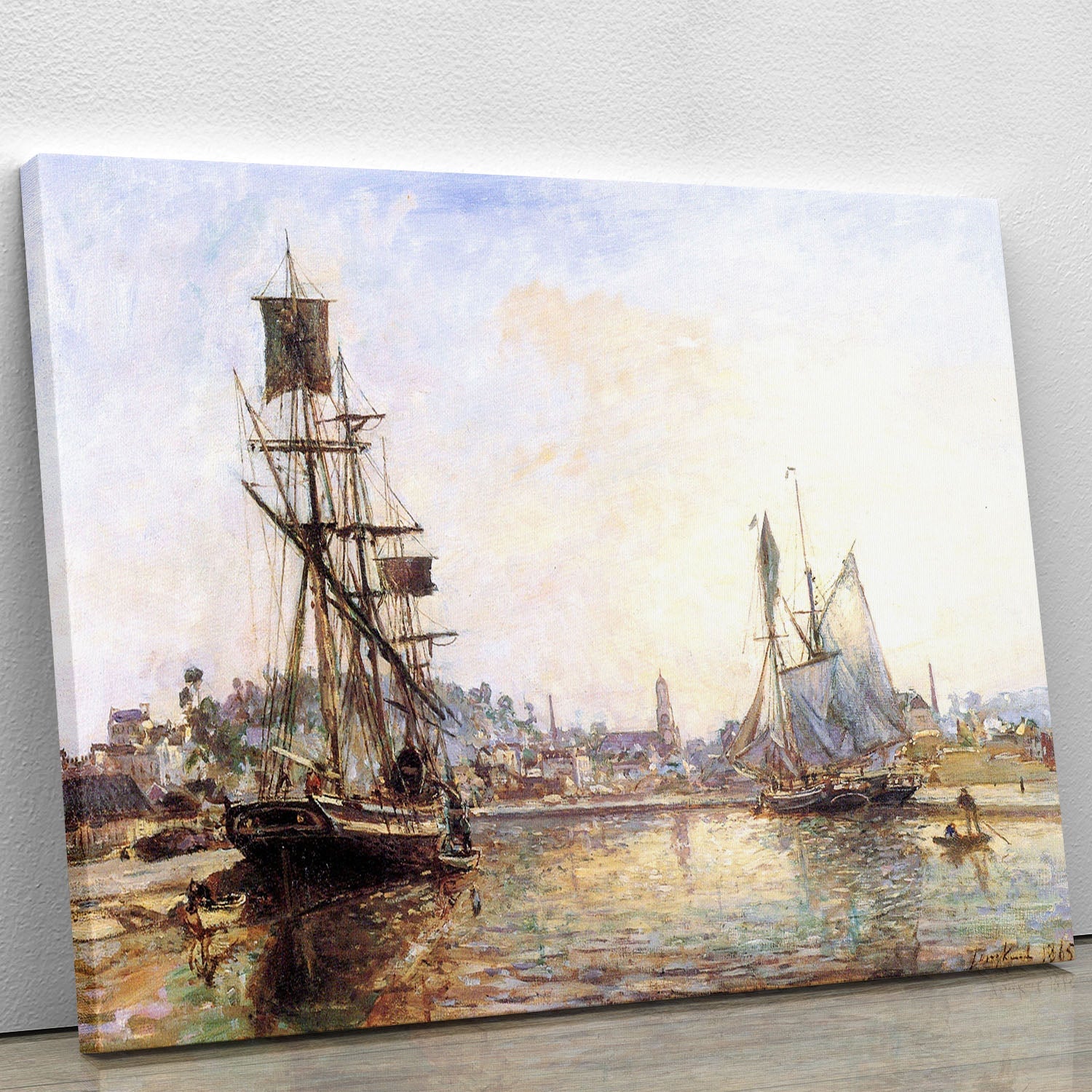 The Honfleur Port 2 by Monet canvas print showcasing vibrant colors and impressionist details, perfect for home decor.
