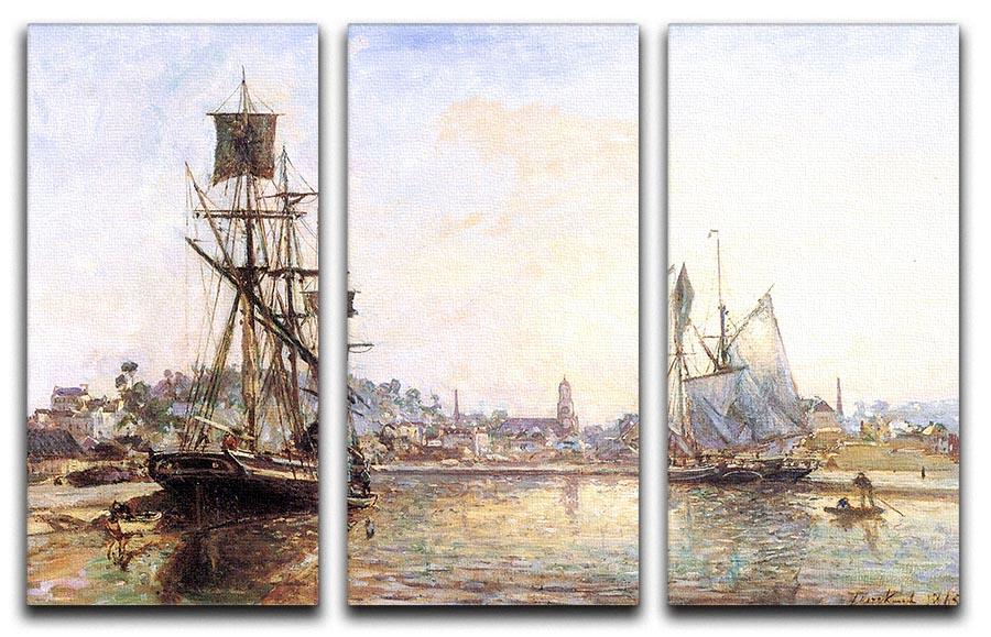 The Honfleur Port 2 by Monet split panel canvas print featuring vibrant colors and Impressionist style, perfect for home decor.