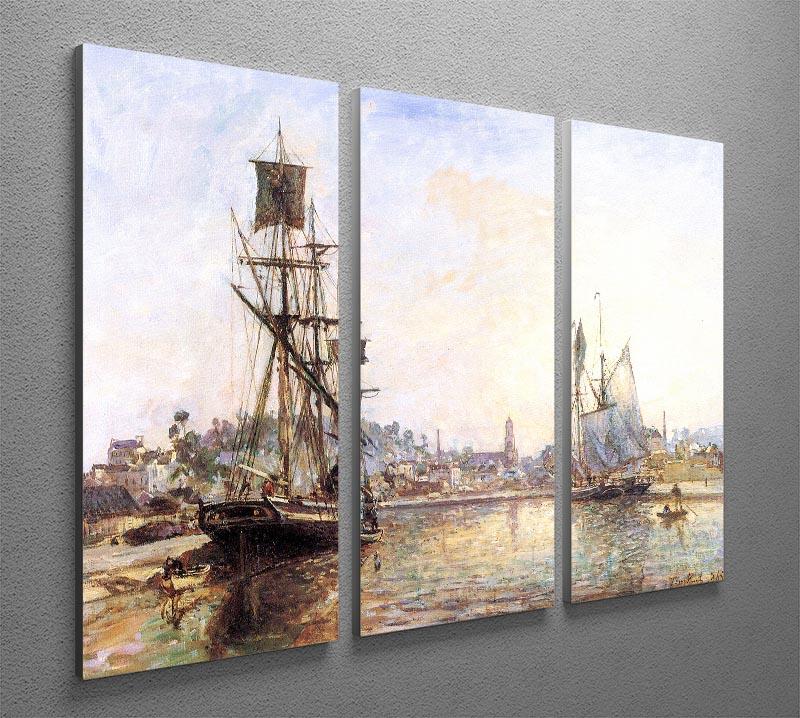 The Honfleur Port 2 by Monet split panel canvas print featuring vibrant colors and Impressionist style, perfect for home decor.