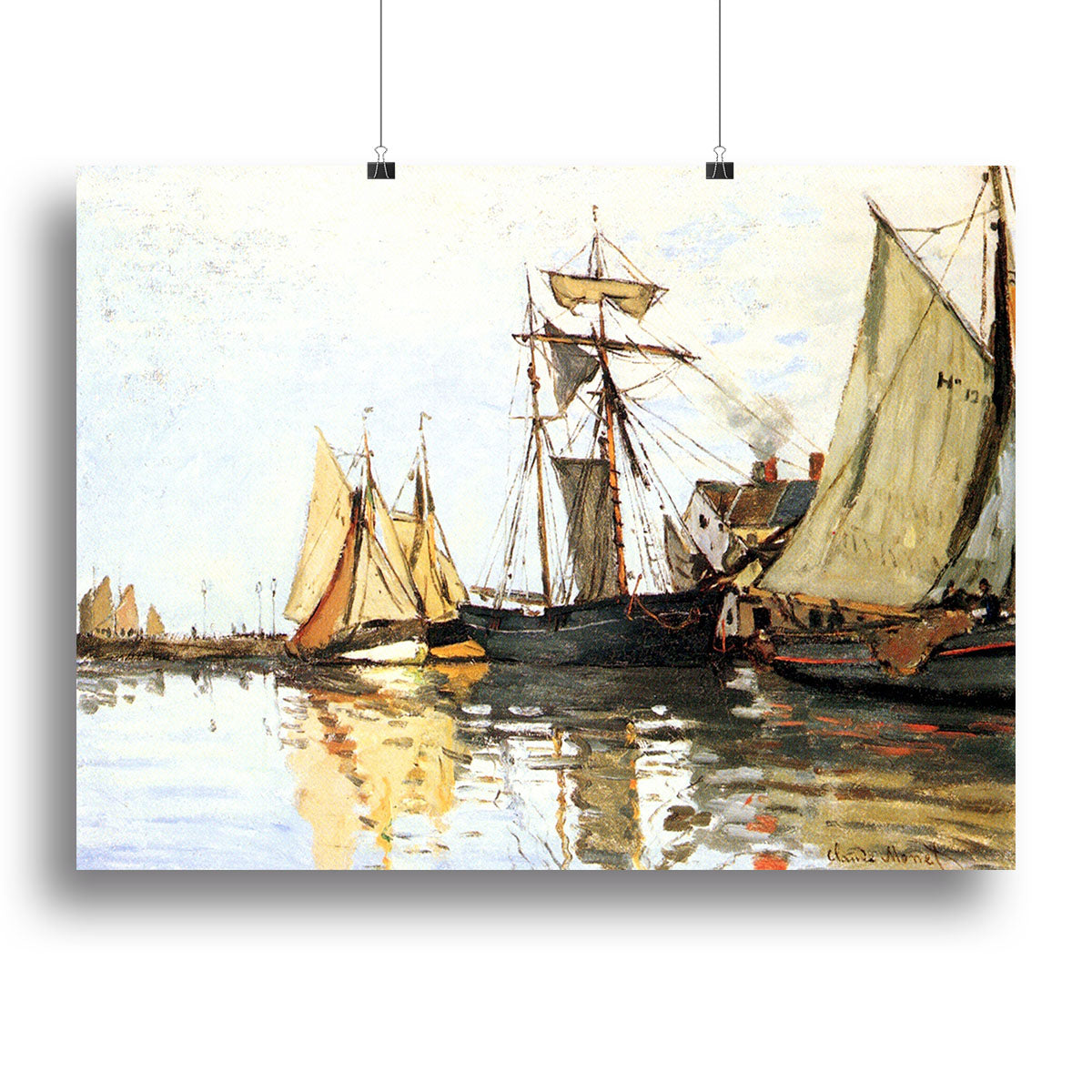 Canvas print of The Honfleur Port by Monet, showcasing vibrant colors and impressionist style, perfect for home or office decor.