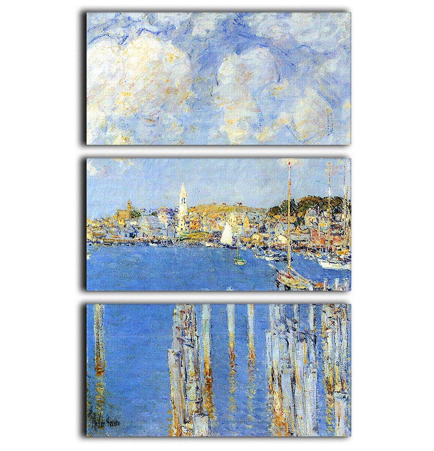 A stunning 3-panel canvas print of The Inland Port of Gloucester by Hassam, showcasing vibrant colors and intricate details.