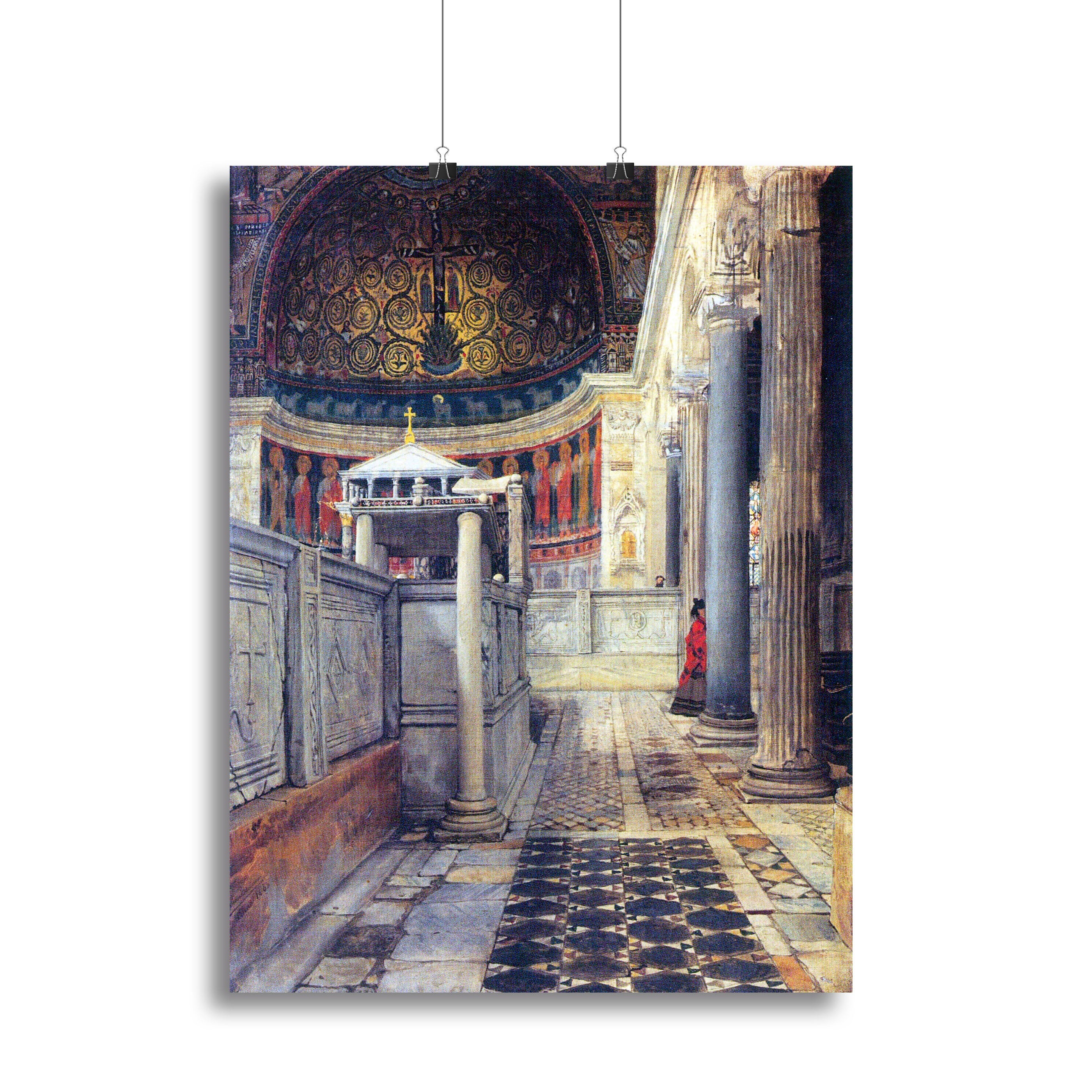 Canvas art depicting the interior of the church of San Clemente in Rome by Alma Tadema, showcasing intricate details and rich colors.