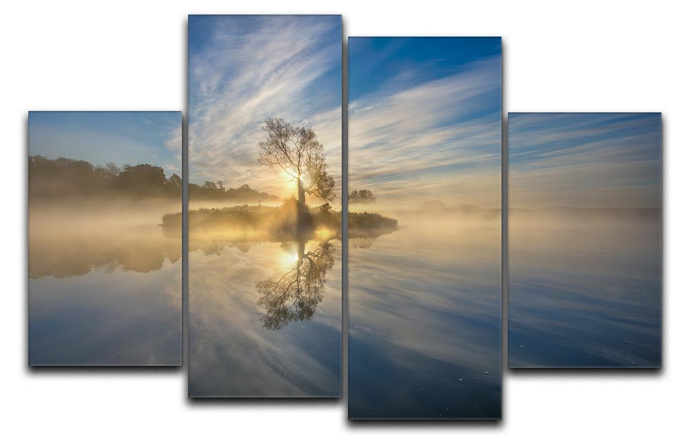 The Island Landscape 4 Split Panel Canvas artwork featuring a serene island scene divided into four panels.