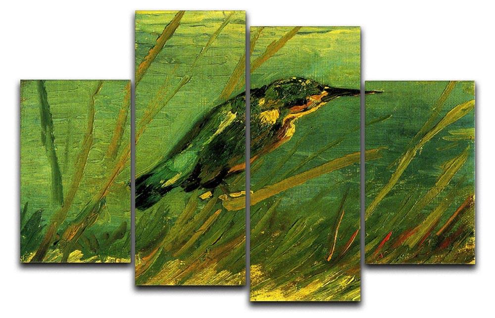 The Kingfisher by Van Gogh 4 Split Panel Canvas artwork featuring vibrant colors and intricate details across four panels.