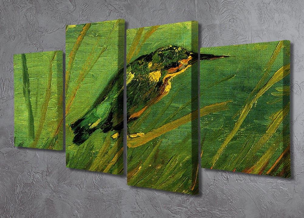 The Kingfisher by Van Gogh 4 Split Panel Canvas artwork featuring vibrant colors and intricate details across four panels.