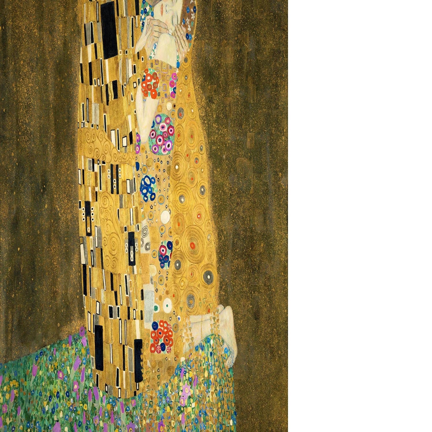 The Kiss by Klimt 2 Floating Framed Canvas featuring vibrant colors and intricate details in a handcrafted wooden frame.