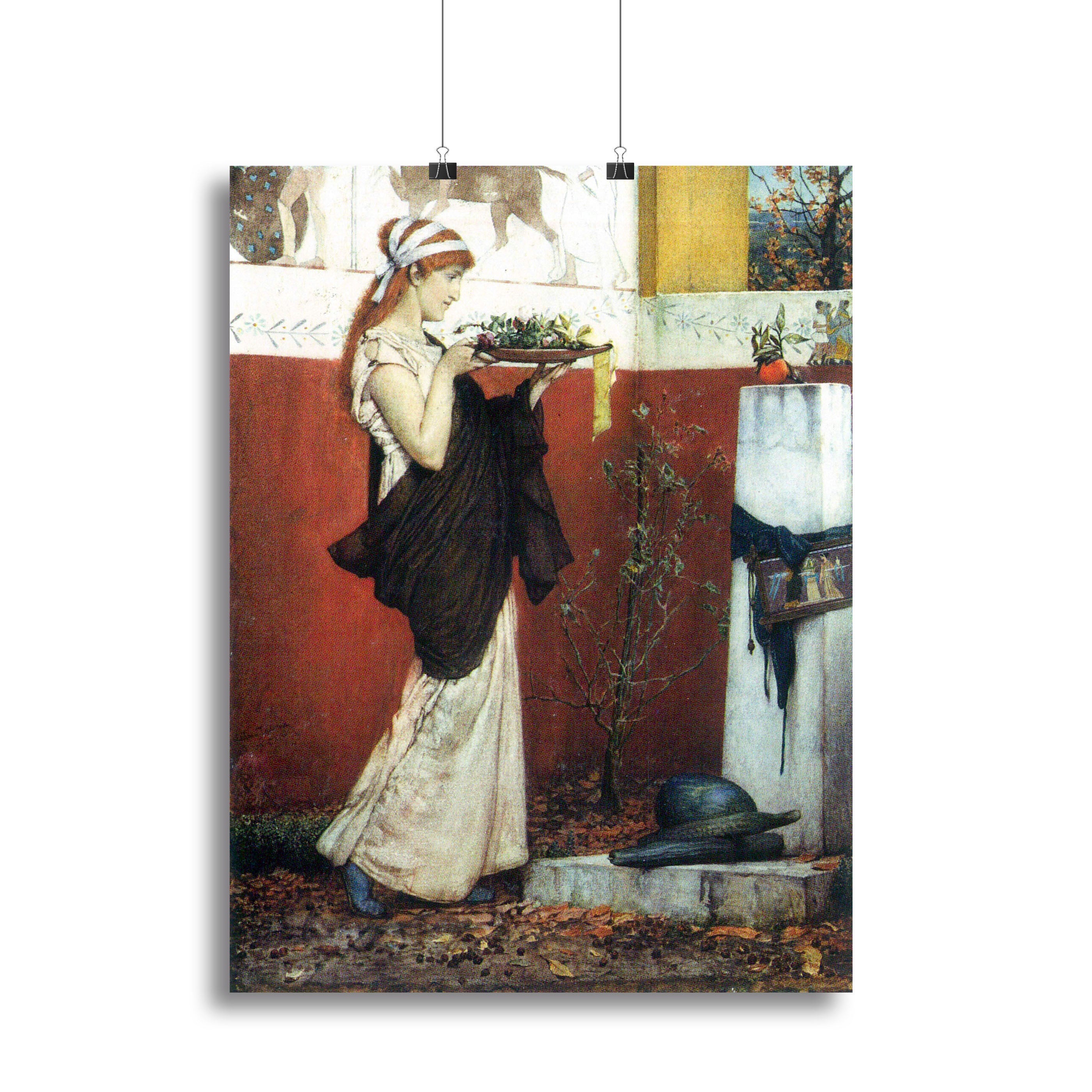 Canvas print of The Last Roses by Alma Tadema, showcasing vibrant colors and intricate details of roses in a romantic setting.