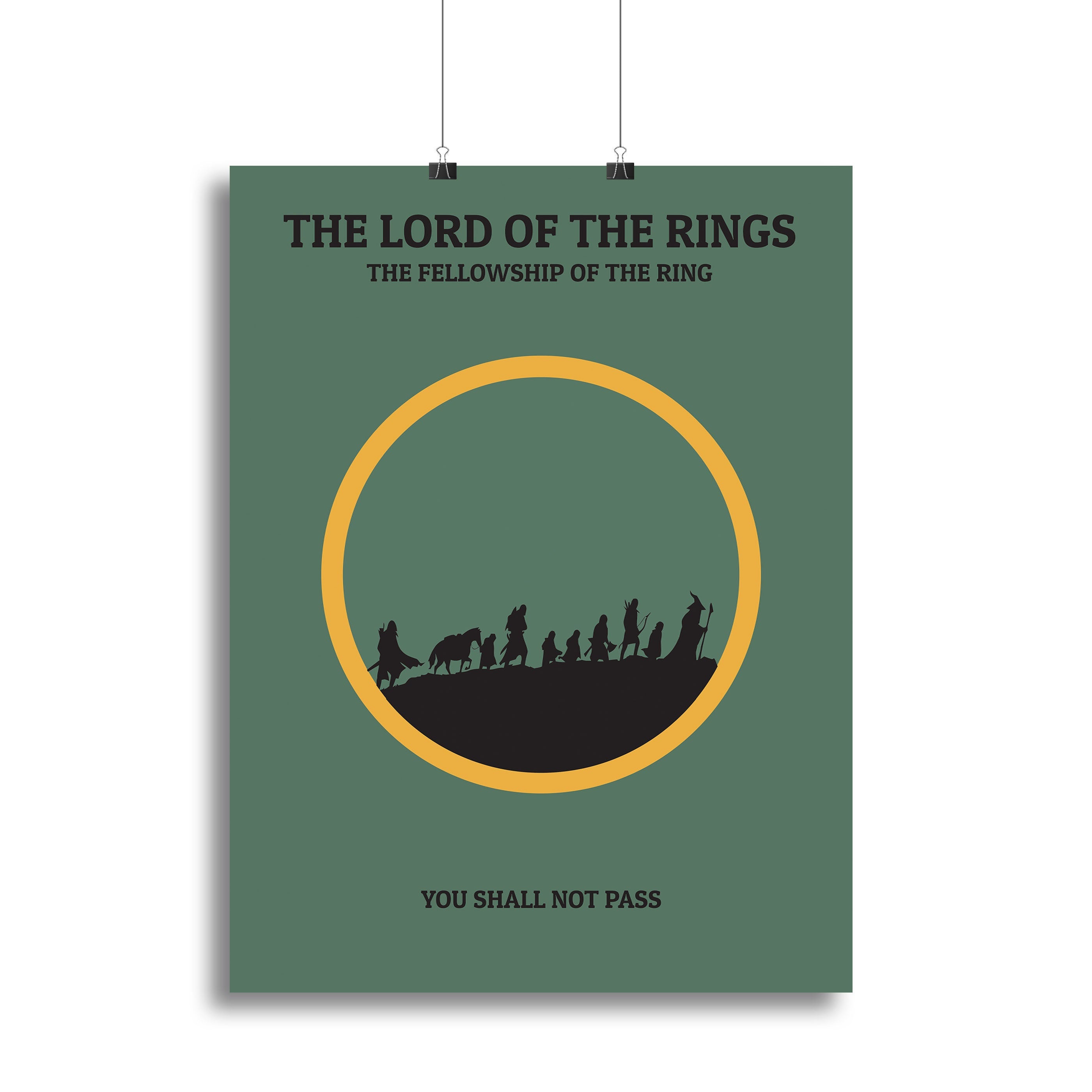 Minimalist canvas print of The Lord Of The Rings Fellowship Of The Ring, showcasing iconic imagery in a stylish design.