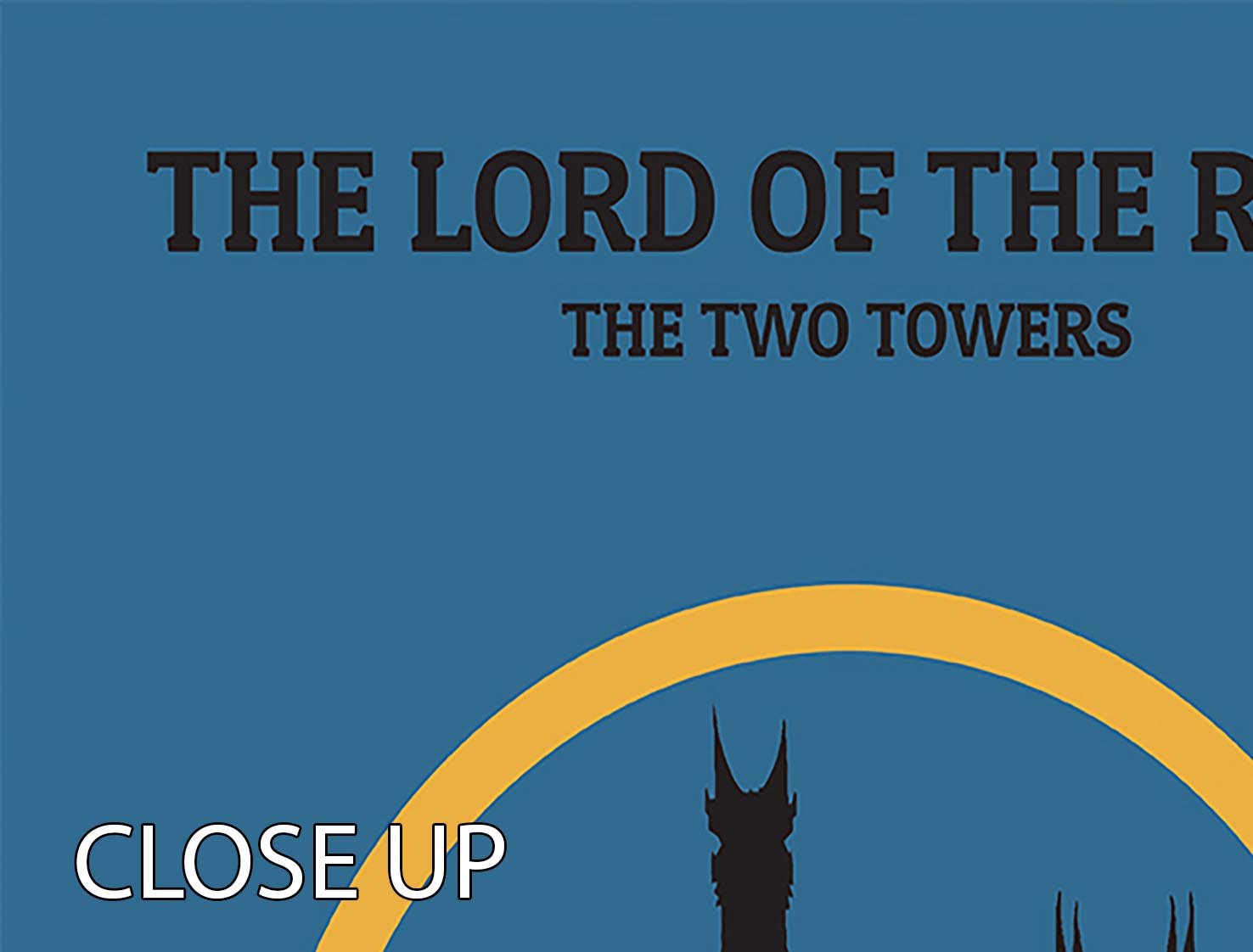 Three-panel canvas art featuring The Lord Of The Rings The Two Towers, showcasing minimalistic design and vibrant colors.