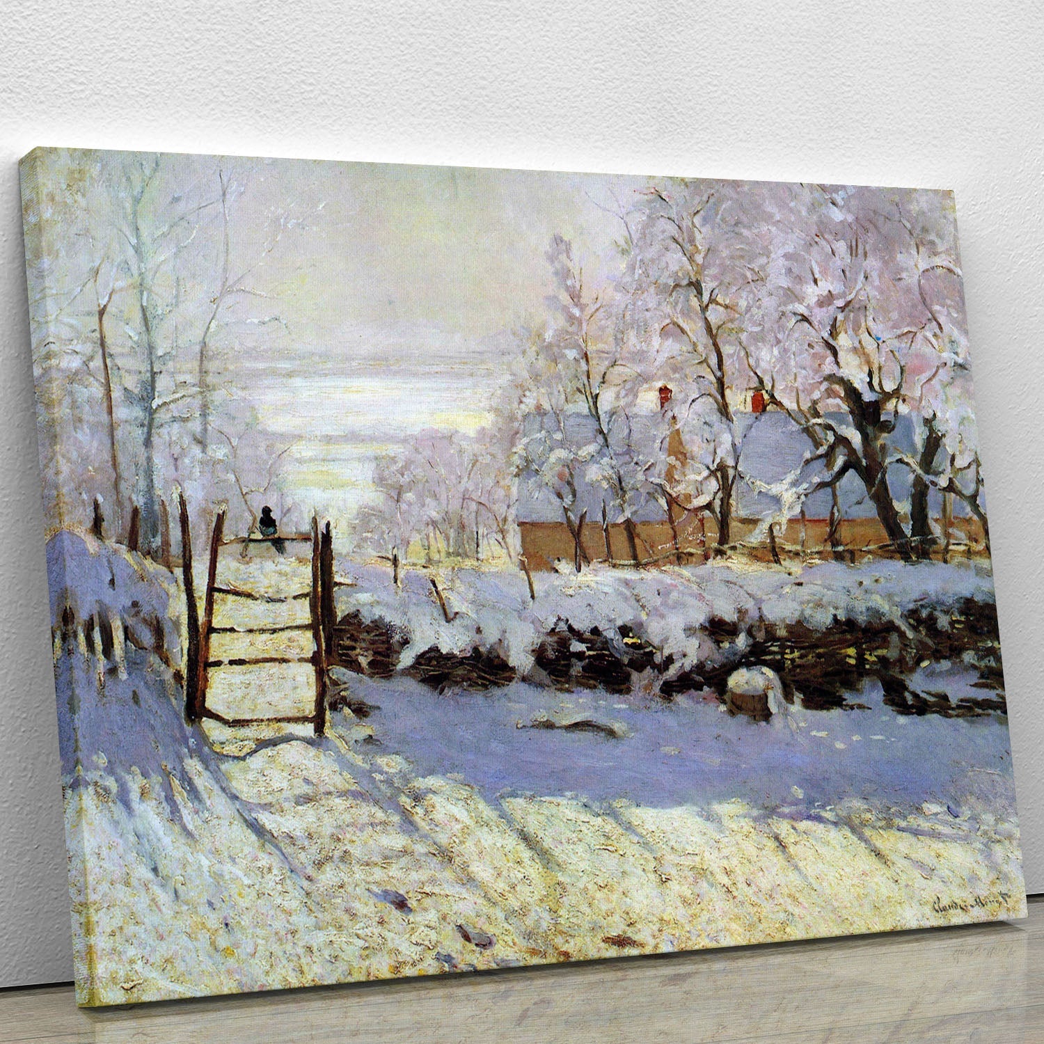 The Magpie by Monet canvas print featuring vibrant colors and intricate details, perfect for home or office decor.