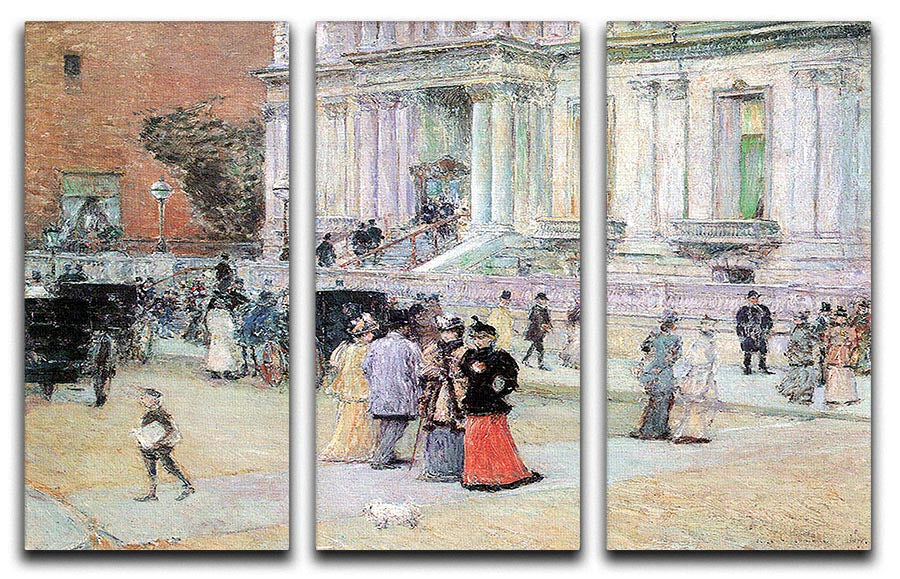 The Manhattan Club The Villa of the Stewarts by Hassam 3 Split Panel canvas art showcasing vibrant colors and elegant design.