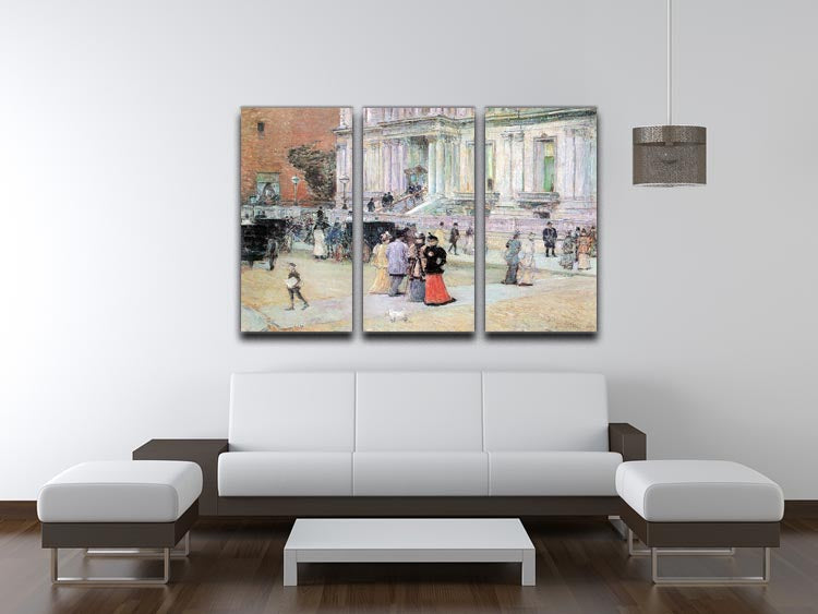 The Manhattan Club The Villa of the Stewarts by Hassam 3 Split Panel canvas art showcasing vibrant colors and elegant design.