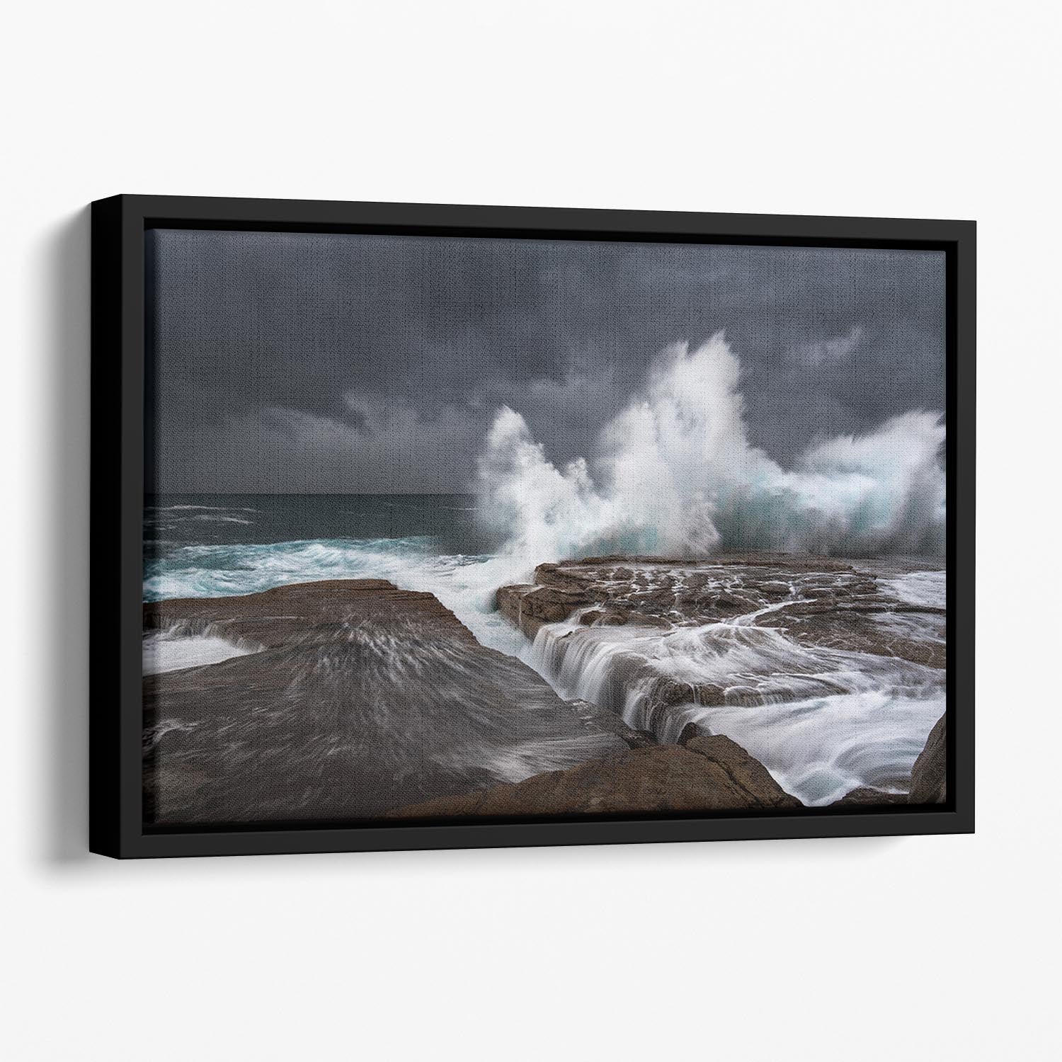 The Might Floating Framed Canvas featuring vibrant abstract art in a handcrafted floating frame, perfect for modern home decor.