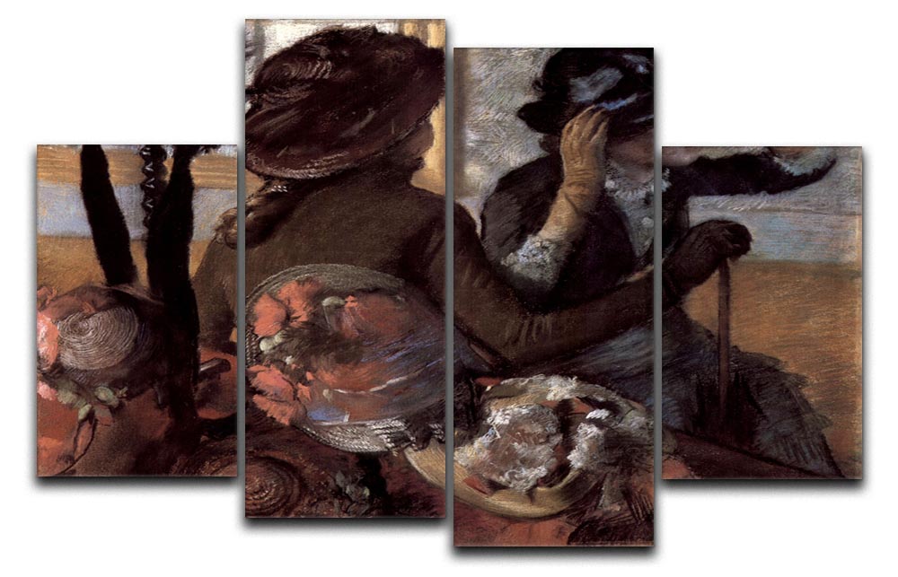 The Milliner 1 by Degas 4 Split Panel Canvas showcasing four equal sections of elegant millinery art.