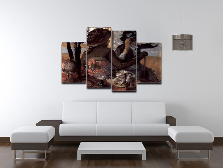 The Milliner 1 by Degas 4 Split Panel Canvas showcasing four equal sections of elegant millinery art.