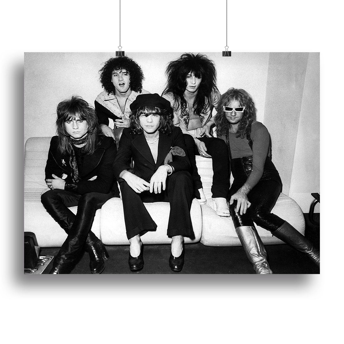 A vibrant canvas print featuring The New York Dolls, showcasing their iconic style and energy.