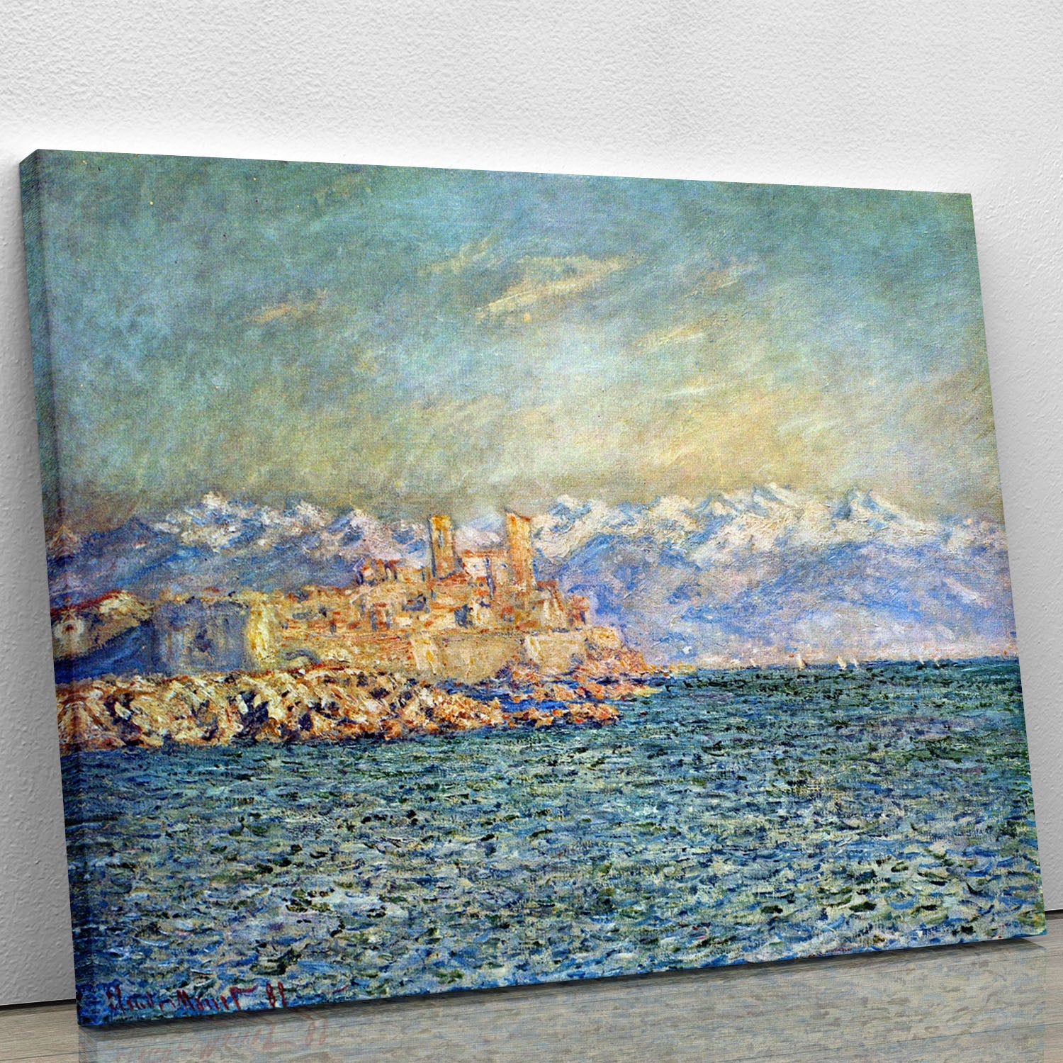 Canvas print of The Old Fort in Antibes by Monet, showcasing vibrant colors and Impressionist style.