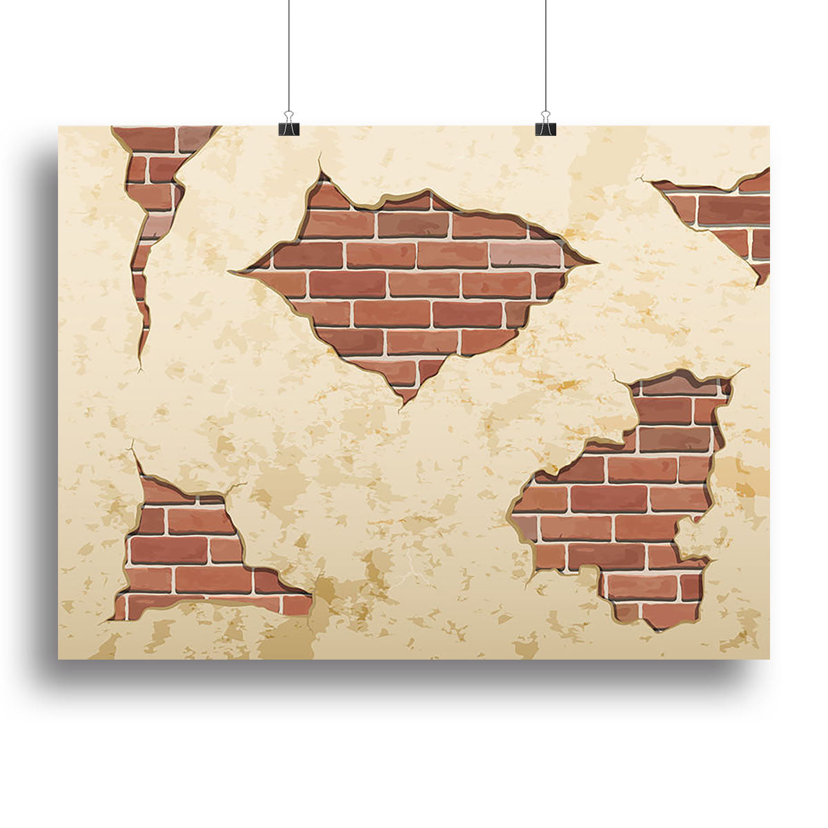 Canvas print featuring old shabby concrete and brick cracks, showcasing urban decay and vintage aesthetics.