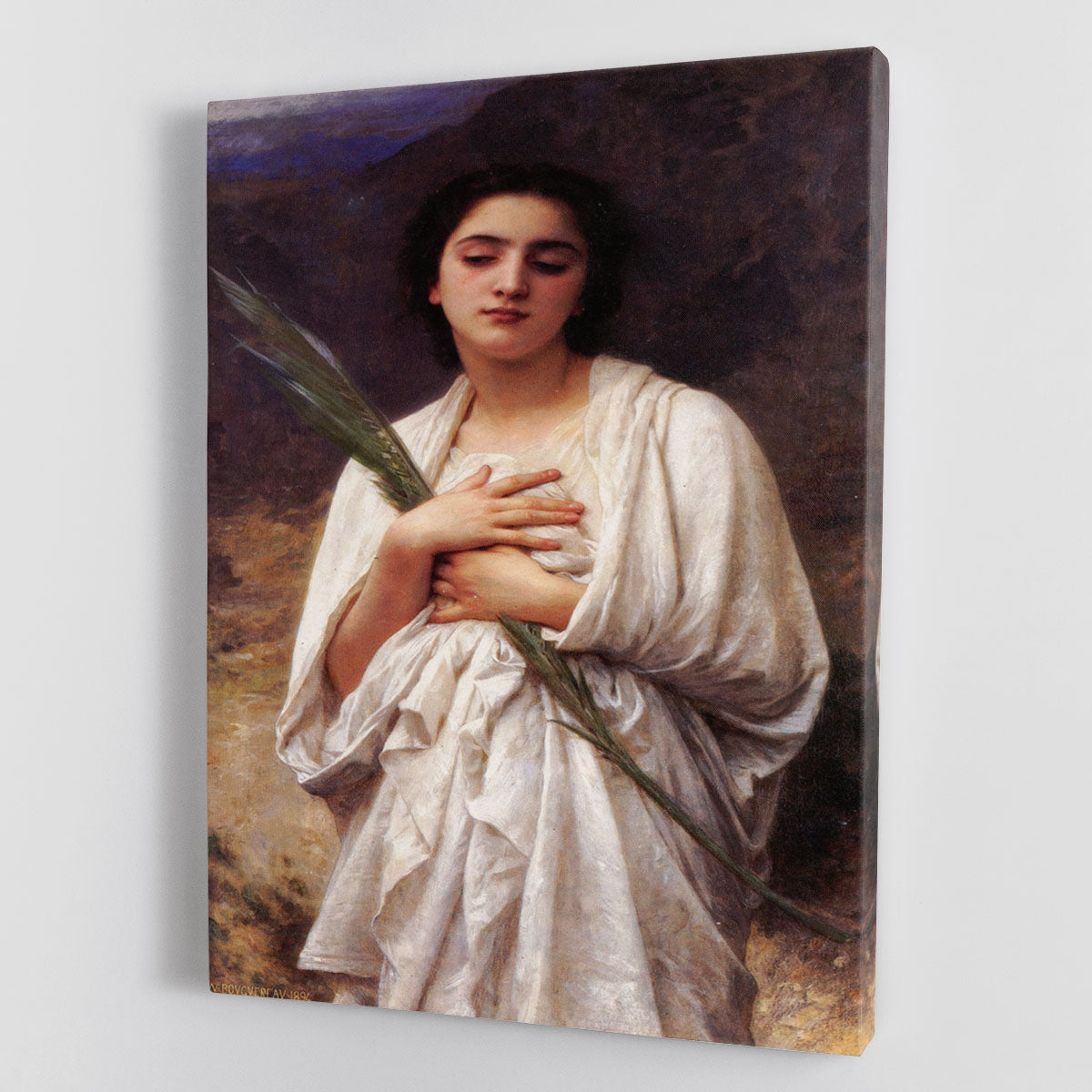 The Palm Leaf By Bouguereau canvas print showcasing vibrant colors and intricate details of nature-inspired artwork.